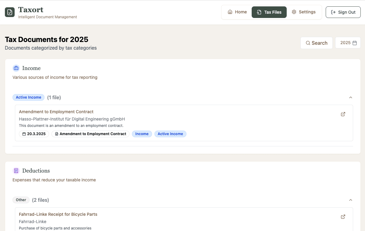 Sorted files feature screenshot